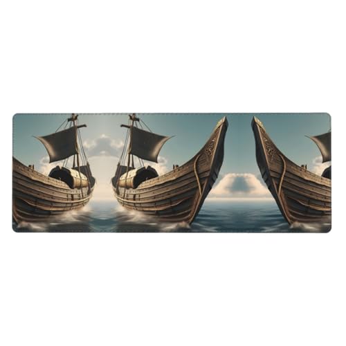 Großes Mauspad mit altem Wikinger-Boot-Druck, 30 x 80 cm, Gaming-Schreibtischmatte, erweiterter Schutz für Zuhause, Büro, Computer, Laptop von BaerK