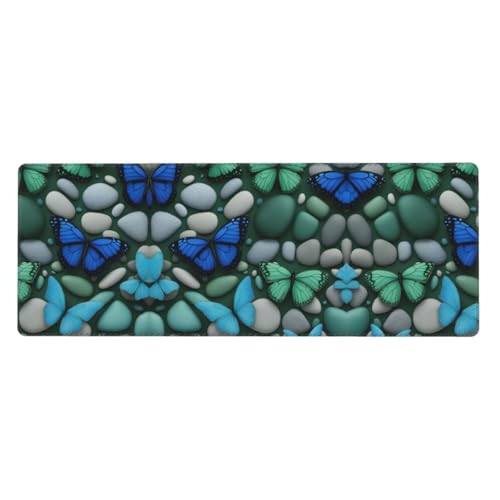 Großes Mauspad mit blauem Schmetterling, grünem Schmetterling und Stein, 30 x 80 cm, Gaming-Schreibtischmatte, erweiterter Schutz für Zuhause, Büro, Computer, Laptop Großes Mauspad mit blauem Schmetterling, grünem Schmetterling und Stein, 30 x 80 cm, Gaming-Schreibtischmatte, erweiterter Schutz für Zuhause, Büro, Computer, Laptop von BaerK