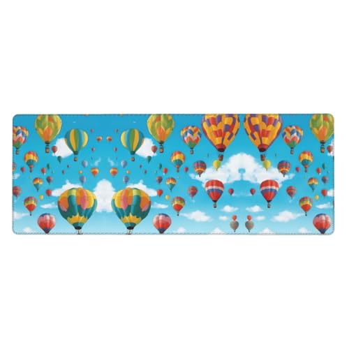 Großes Mauspad mit bunten Luftballons, blauer Himmel, 30 x 80 cm, Gaming-Schreibtischmatte, erweiterter Schutz für Zuhause, Büro, Computer, Laptop von BaerK