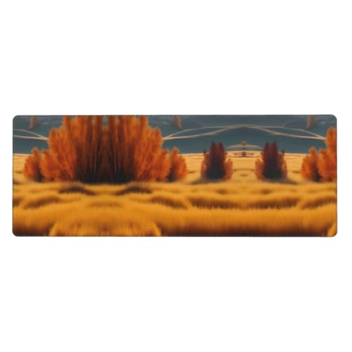 Großes Mauspad mit goldenem Graslandschaftsdruck, 30 x 80 cm, Gaming-Schreibtischmatte, erweiterter Schutz für Zuhause, Büro, Computer, Laptop von BaerK