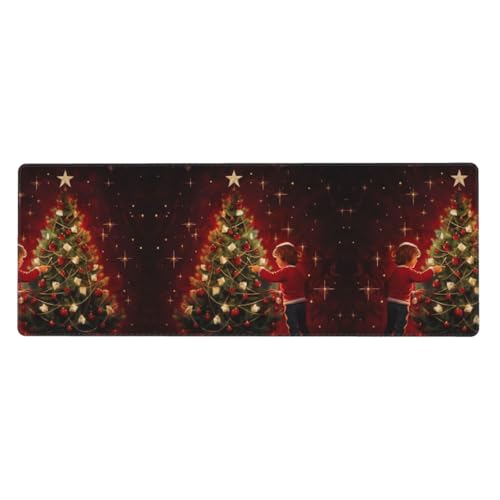 Großes Mauspad mit leuchtendem Weihnachtsbaum-Druck, 30 x 80 cm, Gaming-Schreibtischmatte, erweiterter Schutz für Zuhause, Büro, Computer, Laptop von BaerK