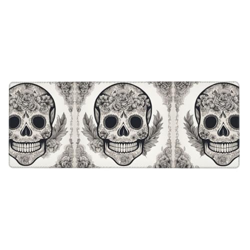 Großes Mauspad mit mexikanischem Totenkopf-Druck, 30 x 80 cm, Gaming-Schreibtischmatte, erweiterter Schutz für Zuhause, Büro, Computer, Laptop von BaerK