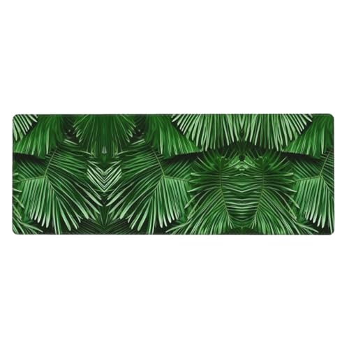 Großes Mauspad mit niedlichem grünen Palmenblättern, 30 x 80 cm, Gaming-Schreibtischmatte, erweiterter Schutz für Zuhause, Büro, Computer, Laptop von BaerK
