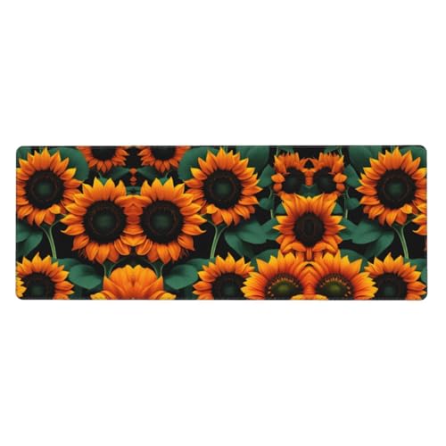 Großes Mauspad mit orangefarbenem Sonnenblumendruck, 30 x 80 cm, Gaming-Schreibtischmatte, erweiterter Schutz für Zuhause, Büro, Computer, Laptop von BaerK