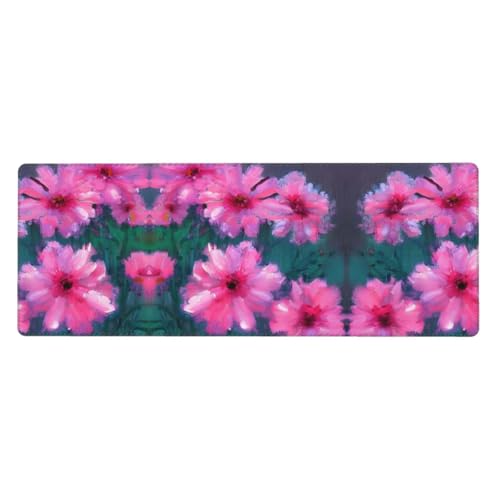 Großes Mauspad mit rosa Blumen, 30 x 80 cm, Gaming-Schreibtischmatte, erweiterter Schutz für Zuhause, Büro, Computer, Laptop von BaerK