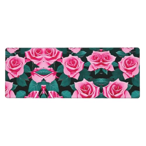 Großes Mauspad mit rosa Rosen, 30 x 80 cm, Gaming-Schreibtischmatte, erweiterter Schutz für Zuhause, Büro, Computer, Laptop von BaerK