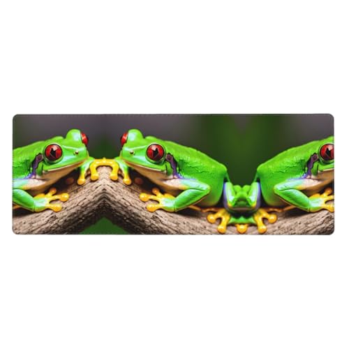 Großes Mauspad mit roten Augen, Baumfrösche, 30 x 80 cm, Gaming-Schreibtischmatte, erweiterter Schutz für Zuhause, Büro, Computer, Laptop von BaerK