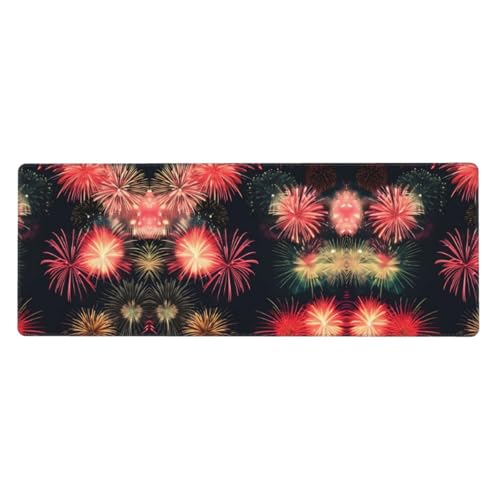 Großes Mauspad mit schönem Feuerwerk-Druck, 30 x 80 cm, Gaming-Schreibtischmatte, erweiterter Schutz für Zuhause, Büro, Computer, Laptop von BaerK