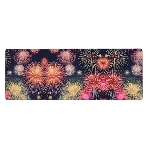 Großes Mauspad mit schönem Feuerwerk-Druck, 30 x 80 cm, Gaming-Schreibtischmatte, erweiterter Schutz für Zuhause, Büro, Computer, Laptop von BaerK