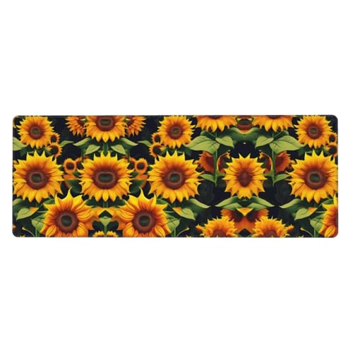 Großes Mauspad mit schönem Sonnenblumen-Druck, 30 x 80 cm, Gaming-Schreibtischmatte, erweiterter Schutz für Zuhause, Büro, Computer, Laptop von BaerK