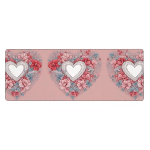 Großes romantisches Herz-Druck-Mauspad, 30 x 80 cm, Gaming-Schreibtischmatte, erweiterter Schutz für Zuhause, Büro, Computer, Laptop von BaerK