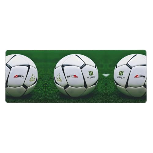 Großes weißes Mauspad mit Fußball-Druck, 30 x 80 cm, Gaming-Schreibtischmatte, erweiterter Schutz für Zuhause, Büro, Computer, Laptop von BaerK