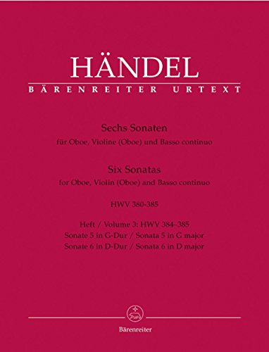 Sechs Sonaten für Oboe, Violine (Oboe) und Basso continuo (Heft 3). Spielpartitur, Stimmensatz, Urtextausgabe, Sammelband von Bärenreiter