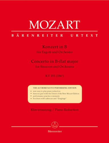 Konzert für Fagott und Orchester B-Dur KV 191 (186e). Klavierauszug von Bärenreiter