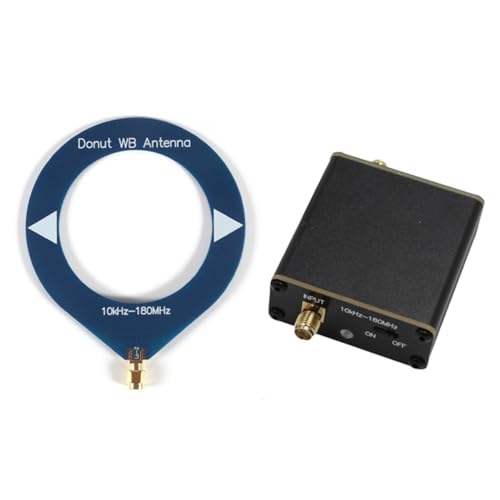 Baeroprki Donut-Breitbandantenne 10 kHz - 180 MHz mit Niederimpedanzkonverter für Radio, Walkie-Talkie, SDR, Blau von Baeroprki