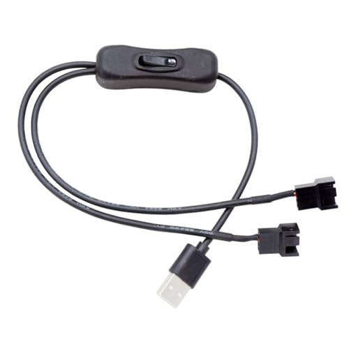 Baeroprki USB auf 3-Pin / 4-Pin PWM 5 V USB-Lüfter-Netzteilkabel mit Ummantelung, Gehäuselüfter-Adapter-Anschlusskabel mit An-/Ausschalter von Baeroprki