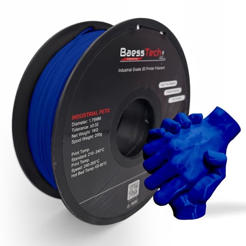 BaessTech INDUSTRIAL PETG Filament 1.75mm für 3D Drucker, 1kg (2,2 lbs) Spule, Premium PETG Filament, Deutsche Markenqualität, Saubere Wicklung, Farbe Blau von BaessTech