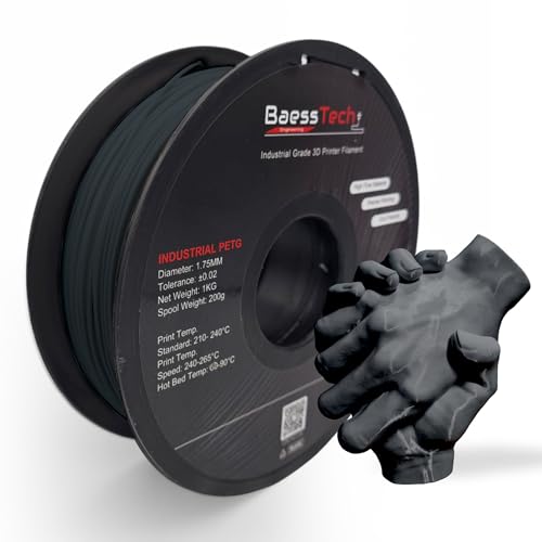 BaessTech INDUSTRIAL PETG Filament 1.75mm für 3D Drucker, 1kg (2,2 lbs) Spule, PETG 3D Drucker Filament, Deutsche Markenqualität in der Farbe Verkehrsgrau von BaessTech