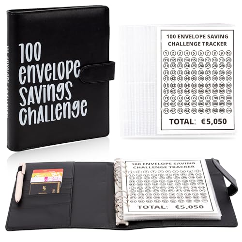 Beginner Budget Binder, Spar Challenge für Budget Planer, Geld Sparen Challenge, 100 Envelope Challenge 5050€ Sparchallenge Budgetplaner Karten Challengers Geld Planer Cash Stuffing Zubehör (Schwarz) Beginner Budget Binder, Spar Challenge für Budget Planer, Geld Sparen Challenge, 100 Envelope Challenge 5050€ Sparchallenge Budgetplaner Karten Challengers Geld Planer Cash Stuffing Zubehör (Schwarz) von Bafiwu