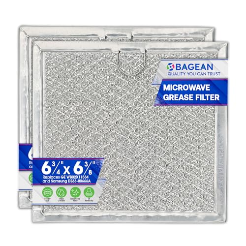 Mikrowellenfilter Ersatz für GE WB02X11534 Mikrowellen-Fettfilter 16,5 x 16,5 cm, passend für Samsung DE63-00666A Mikrowellen-Lüftungsfilter (2er-Pack) von Bagean