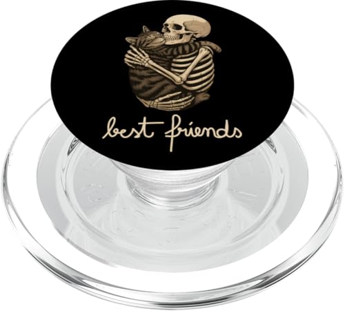 Cool Best Friends Skelton Hugs a Cat Illustration Graphic PopSockets PopGrip für MagSafe von Bahaa's Tee