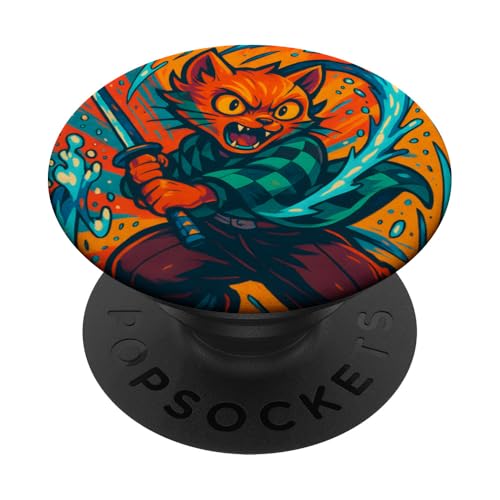Cool Cat Enemy Hunter Illustration Novelty Graphic Designs PopSockets Klebender PopGrip von Bahaa's Tee
