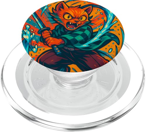 Cool Cat Enemy Hunter Illustration Novelty Graphic Designs PopSockets PopGrip für MagSafe von Bahaa's Tee