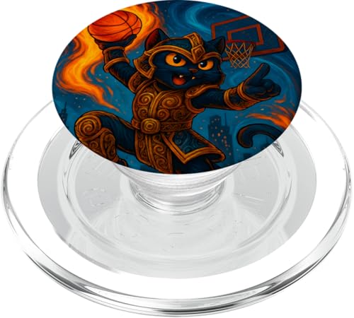 Cool Chicago Cat Warrior basketball Slam Dunk Graphic Design PopSockets PopGrip für MagSafe von Bahaa's Tee
