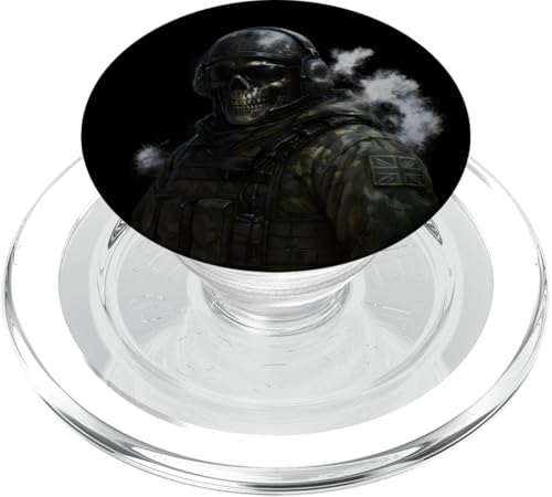 Cool Gaming Black Army Soldier Illustration Graphic Designs PopSockets PopGrip für MagSafe von Bahaa's Tee