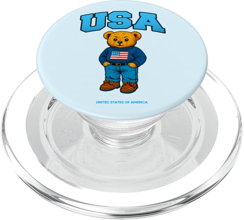 Coole amerikanische USA-Teddybär-Illustration Grafikdesigns PopSockets PopGrip für MagSafe von Bahaa's Tee