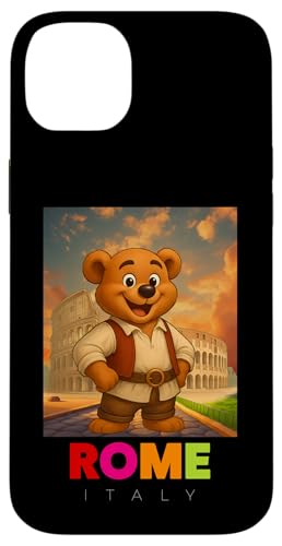 Cooler Teddybär in Rom Italien Kolosseum Cartoon Grafik Hülle für iPhone 14 Plus von Bahaa's Tee