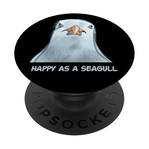 Happy As a Seagull I Loce Seaguls, Funny Seagull Cartoon PopSockets Klebender PopGrip von Bahaa's Tee