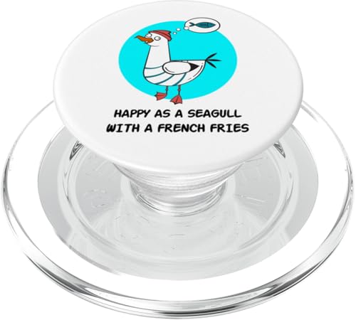 Happy As a Seagull Yummy Fish Food, Funny Seagull Cartoon PopSockets PopGrip für MagSafe von Bahaa's Tee