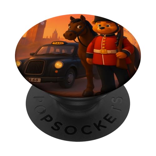 London Teddy Bear King Guard with Royal Horse & Classic Car PopSockets Klebender PopGrip von Bahaa's Tee