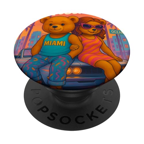 Miami Beach, I Love Miami, Cool Miami Teddy Bear Friends PopSockets Klebender PopGrip von Bahaa's Tee