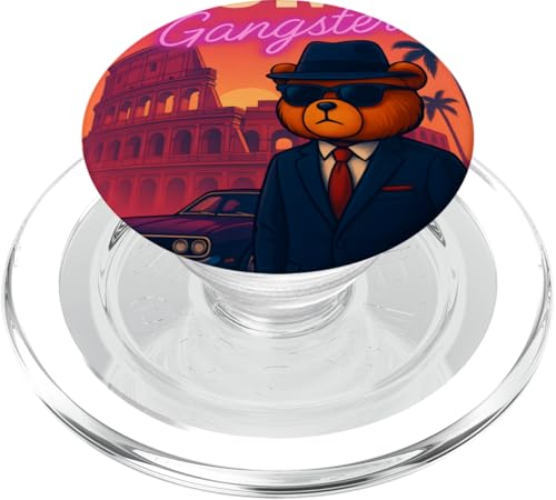 Roman Italian Teddy Bear Gangster Mafia Illustration Graphic PopSockets PopGrip für MagSafe von Bahaa's Tee