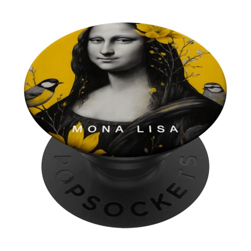 The Beautiful Cute Mona Lisa with Flowers & Birds Graphic PopSockets Klebender PopGrip von Bahaa's Tee