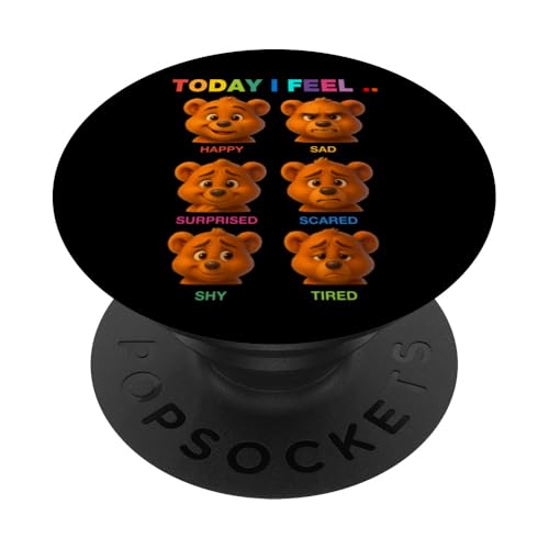 Today I Feel Cool Teddy Bear Face Moods Illustration Graphic PopSockets Klebender PopGrip von Bahaa's Tee