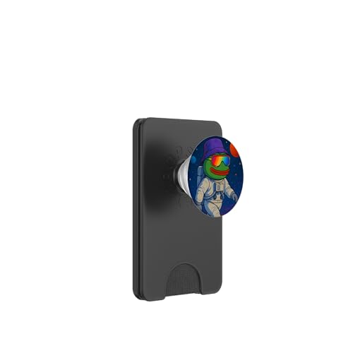 We are Here, Cool Green Frog Astronaut Illustration Graphic PopSockets PopWallet für MagSafe von Bahaa's Tee