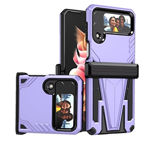 BaiBaiDY Handyhülle für Samsung Galaxy Z Flip 4 Hülle, Stoßdämpfung, Halterung, Fallfestigkeit, TPU + PC-Doppelschichtdesign, Hülle für Samsung Galaxy Z Flip 4.(Violett) von BaiBaiDY