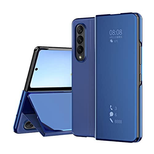 BaiBaiDY Handyhülle für Samsung Galaxy Z Fold 4 5G Hülle, Spiegelseitige Smart Flip Schutzhülle, Voller Schutz, Hülle für Samsung Galaxy Z Fold 4 5G Handy Schutzhülle.(Blau) von BaiBaiDY
