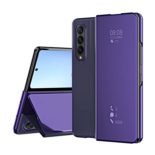 BaiBaiDY Handyhülle für Samsung Galaxy Z Fold 4 5G Hülle, Spiegelseitige Smart Flip Schutzhülle, Voller Schutz, Hülle für Samsung Galaxy Z Fold 4 5G Handy Schutzhülle.(Lila) von BaiBaiDY