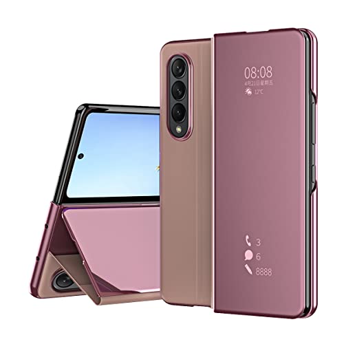 BaiBaiDY Handyhülle für Samsung Galaxy Z Fold 4 5G Hülle, Spiegelseitige Smart Flip Schutzhülle, Voller Schutz, Hülle für Samsung Galaxy Z Fold 4 5G Handy Schutzhülle.(Roségold) von BaiBaiDY