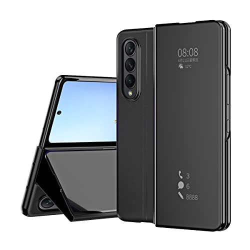 BaiBaiDY Handyhülle für Samsung Galaxy Z Fold 4 5G Hülle, Spiegelseitige Smart Flip Schutzhülle, Voller Schutz, Hülle für Samsung Galaxy Z Fold 4 5G Handy Schutzhülle.(Schwarz) von BaiBaiDY