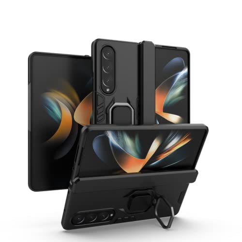 BaiBaiDY Handyhülle für Samsung Galaxy Z Fold 4 Hülle, Stoßdämpfung, Halterung, Fallfestigkeit, TPU + PC-Doppelschichtdesign, Geeignet für Samsung Galaxy Z Fold 4.（Schwarz） von BaiBaiDY