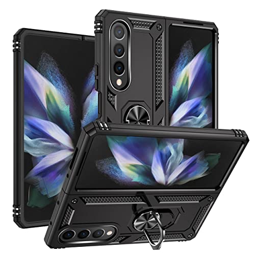 BaiBaiDY Handyhülle für Samsung Galaxy Z Fold 4 Hülle, Stoßdämpfung, Halterung, Fallfestigkeit, TPU + PC-Doppelschichtdesign, Hülle für Samsung Galaxy Z Fold 4.(Schwarz von BaiBaiDY