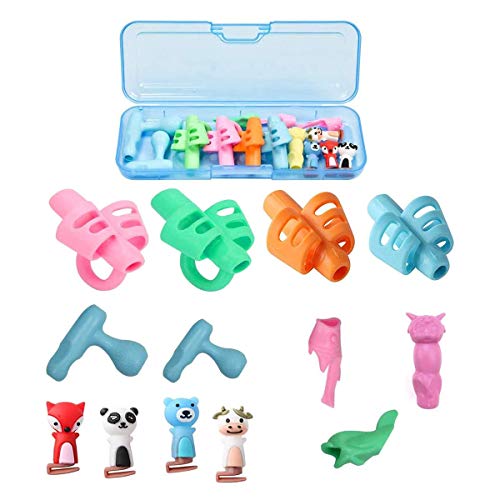 BaiJ Schreibhilfe für Kinder,13 Stück Bleistift Grips Set Handschrift Korrekturwerkzeug für Kinder mit 3 Stufen der Progressiven Verbesserung Mehrfarbige Designs Silikon Bleistift Fingergreiferhalter BaiJ Schreibhilfe für Kinder,13 Stück Bleistift Grips Set Handschrift Korrekturwerkzeug für Kinder mit 3 Stufen der Progressiven Verbesserung Mehrfarbige Designs Silikon Bleistift Fingergreiferhalter von BaiJ