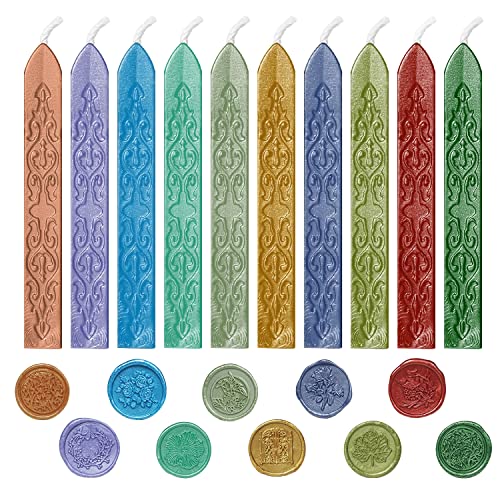 Siegelwachs Set, 10 Stück Farbige Wachssiegel Selbstklebend mit Docht für Wachssiegel Stempel Personalisiert, Siegel Wachs Siegellack für Siegelstempel Wachsstempel von BaiJ