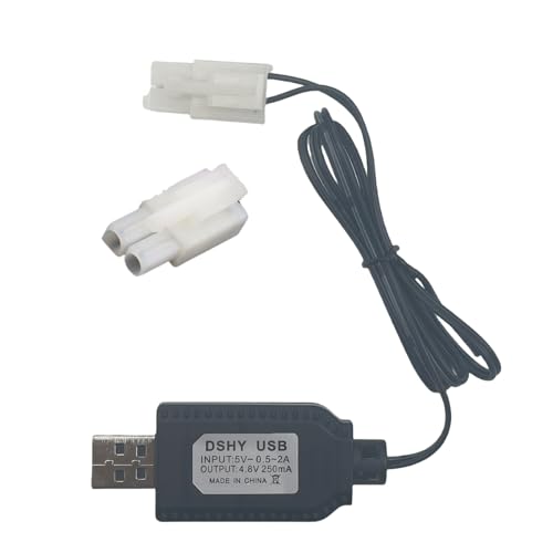4.8V USB Ladekabel Kompatibel mit Tamiya KET-2Pin Stecker Kompatibel RC Flugzeug RC Panzer RC Modellfahrzeug Buggy Auto Truck Boot für Universal 4.8V NiMH/NiCd Lipo Akku (1) von BaiWeiDun