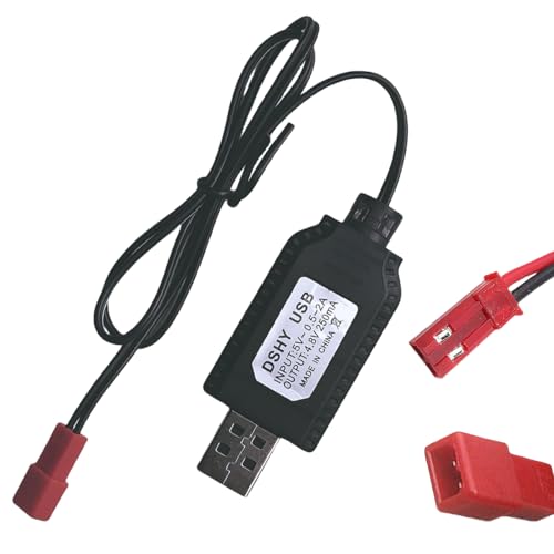 4.8V USB Ladekabel mit JST 2Pin Stecker Kompatibel RC Flugzeug RC Panzer RC Modellfahrzeug Buggy Auto Truck Boot für Universal 4.8V Lipo Akku (1) von BaiWeiDun